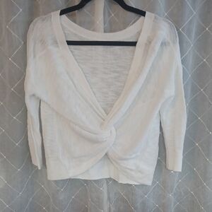 White Twist Front Sweater